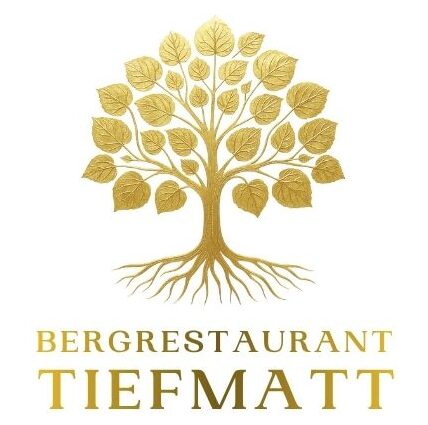 Logo des Bergrestaurants Tiefmatt mit stilisiertem Lindenbaum, Restaurant und Bankette über Oberbuchsiten